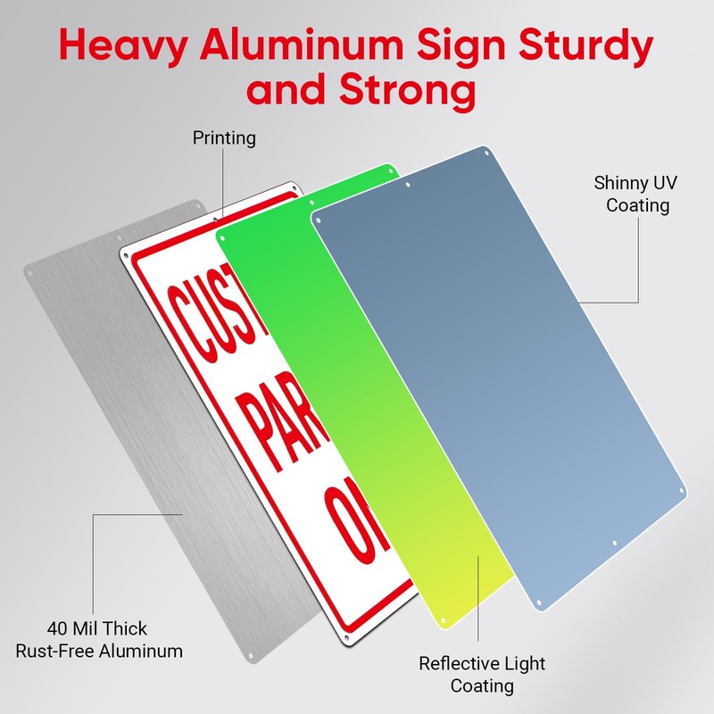 (2 Pack) Customer Parking Sign, 14 x 10 Inches Rust
