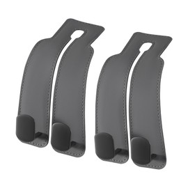 TGKUD Headrest Hooks for Car, 2Pcs Seat Back Storage, Car Purse Bag Hooks, Luxurious Leather Metal Multifunctional Car Hanger & Holder for Headrest, Grey