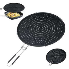 Splatter Guards for Frying, 13 Inch Silicone Grease Splatter Guard, Splatter Screen for Frying Pan with Latest Folding Handle, Cover Oil Splash When Cooking Fried Chicken or Popcorn