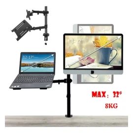 Soporte Base Doble Ergonomica Para Monitor Y Laptop De Mesa