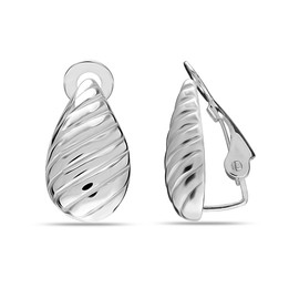 LeCalla 925 Sterling Silver Texture Drop Clip On Earrings Non-Pierced Clip-On Stud Earring for Women