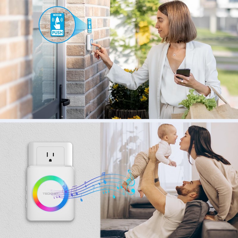 TECKNET Wireless Doorbell, Door Bell 0-120dB, 1300 ft Wireless Range,