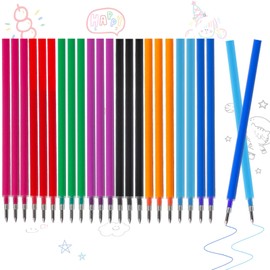 Pack of 24 Erasable Ink Gel Pens, Refills Compatible with Legami Refills, Height 13 cm, Tip 0.7 mm, Refill with Erasable Rollerball Roller, 9 Colours Gel Rollerball Refill