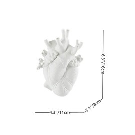 Gothic Decor Resin Flower Vase Resin Anatomical Heart Vase Human Heart Shaped Vase Statue Decor,for Desktop Decorations Craft Home Decor Creative Gifts,White