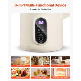 VEVOR 6-in-1 Nut Milk Maker, 20 oz Soy Milk Maker Machine with 6 Blades, for Homemade Oat, Nut, Soy, Juice, Plant-Based and Non Dairy Beverages with High-Temp Self-Cleaning, Boil Water, 12-Hour Delay