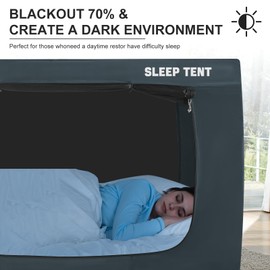 YAVIL Bed Tent Twin Bed Canopy Dream Tents for Indoor Portable Blackout Tents Privacy Space Warm Breathable Sleeping Tents for Kids and Adult(Navy Blue,Mattress Not Included) Reducing Light