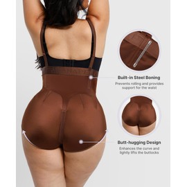 SHAPELLX Shapewear Tummy Control Panty for Women High Waist Body Shaper Waist Trainer Shaper Higher Power Panties, A3-brown, 6X-Large