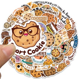 Cute Cookies Stickers for Kids, I Love Cookies Decals, 50PCS Jaurney Waterproof Vinyl Stickers Pack for Water Bottle, Laptop, Jars, Scrapbook, Snack Box, Skateboard, Party Supplies