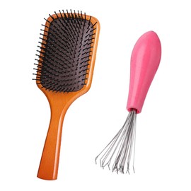 BIUDECO Hair Brush Cleaning Claw Kit Wooden Handle Wide Bristle Comfortable for Daily Use Random