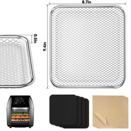 Air Fryer Accessories for CHEFMAN Multifunctional Digital Air Fryer 10 Qt, 2pack Basket Tray 100pcs Air Fryer Liners and 4pcs Black Non Stick Mat