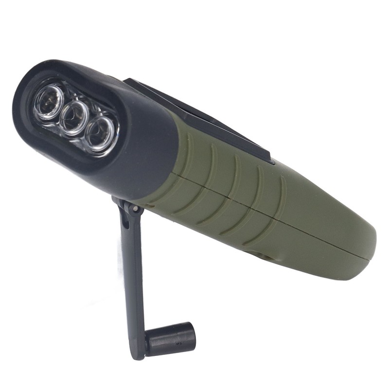 Solar Hand Crank Flashlight Emergency LED Portable Torch for Climbing