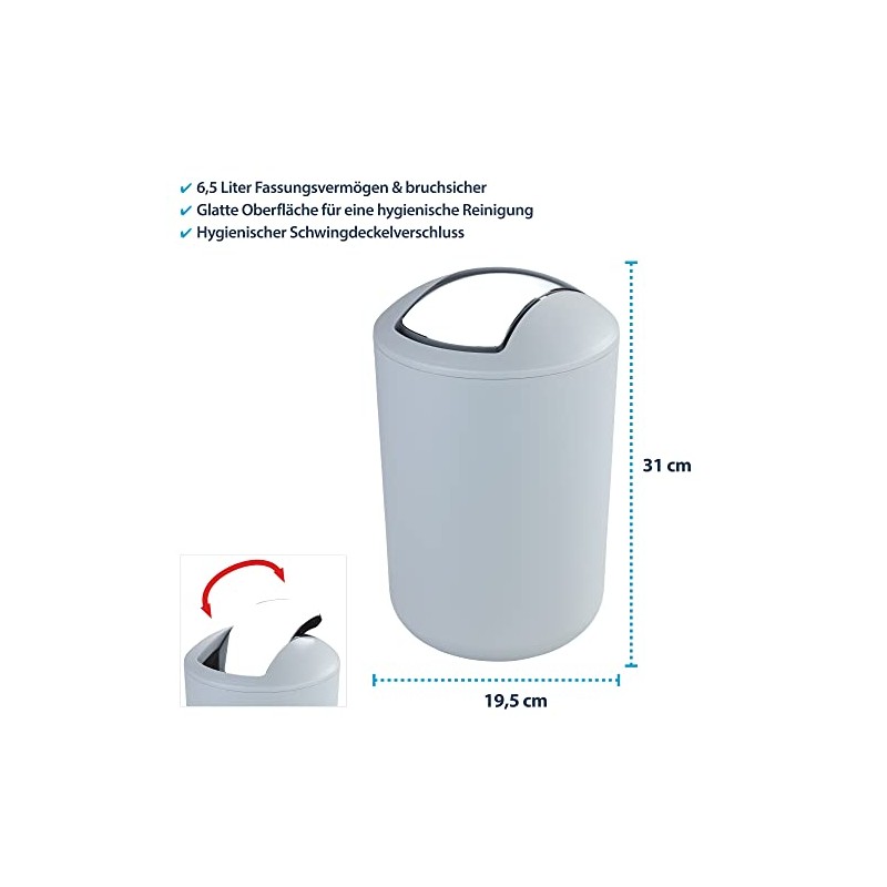 Cosmetic Bin with Swing Lid, Bathroom Bin, Shatterproof in Various