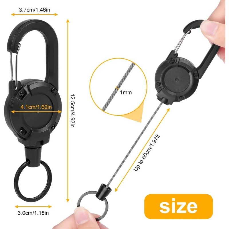 4 pieces lanyard, extendible, durable retractable key ring, retractable key