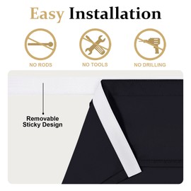 XWZO Black Blackout Door Curtains for Door Windows, Tricia Room Darkening French Door Curtain, Thermal Insulated Tie Up Shade Window Covering for Patio Door, Bedroom, 26Wx40L, 1 Panel