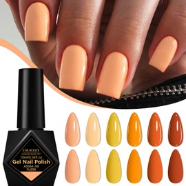 Four Lily Fall Gel Polish Set - Orange Gel Polish Autumn Leaves Collection, Brown Burgundy Yellow Colors Nail Minicure DIY Home Halloween Gifts for Women