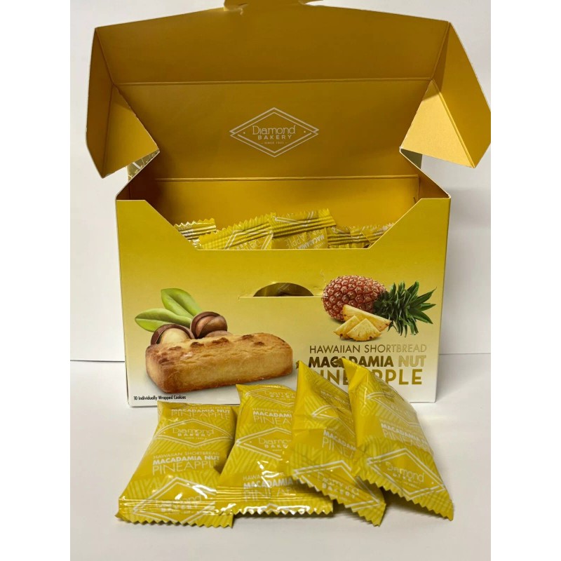 Diamond Bakery Hawaiian Macadamia Nut Pineapple Shortbread Cookie 10ct Box