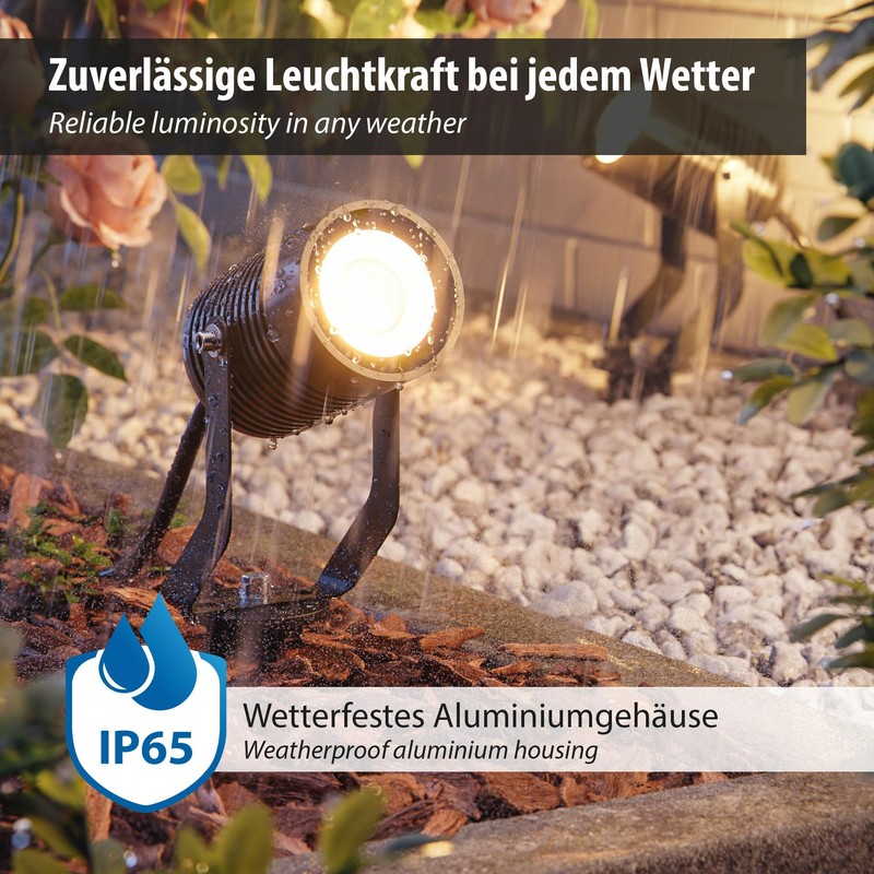 ledscom.de SHINGA Garden Spotlight with Ground Spike for Outdoor Use,