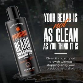 Wild Willies PROGRO Beard Growth & Revitalizing Shampoo with Biotin & Caffeine for Facial Hair Growth, Hydration & Softener, Beard wash for men, 4oz