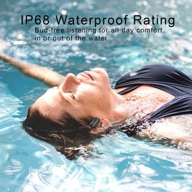 Johiear Bone Conduction Headphones Waterproof Swimming Headphones with Built-in MP3 Player 16G Memory, Bluetooth 5.3 Open Ear Headset for Underwater, Running, Cycling and More Activities (Bone Black)