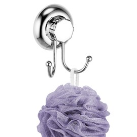 MaxHold No-Drilling/Suction Cup Double Robe Hook - Vaccum System - Stainless Steel Never Rust - for Bathroom & Kitchen