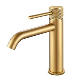 Gold Bathroom Sink Mixer Tap with Spout Height 105 mm Single Lever Mixer Tap Stainless Steel
