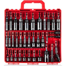 LLNDEI Magnetic Impact Nut Driver Set, 55PCS 1/4 socket set with Deep Driver Bit Sets Includes Bit Extension, Pivoting & Wing Nut Setters Compatible with Impact Drills & Deep Drivers