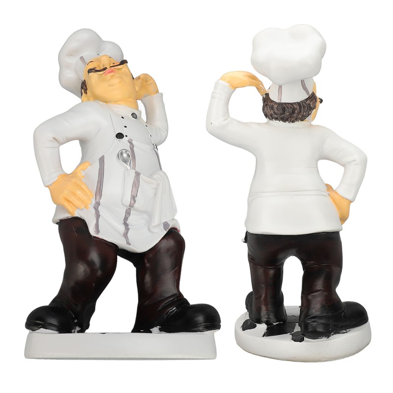 French Chef Figurine 30x14x11cm Resin Funny Chef Sculpture Kitchen Restaurant