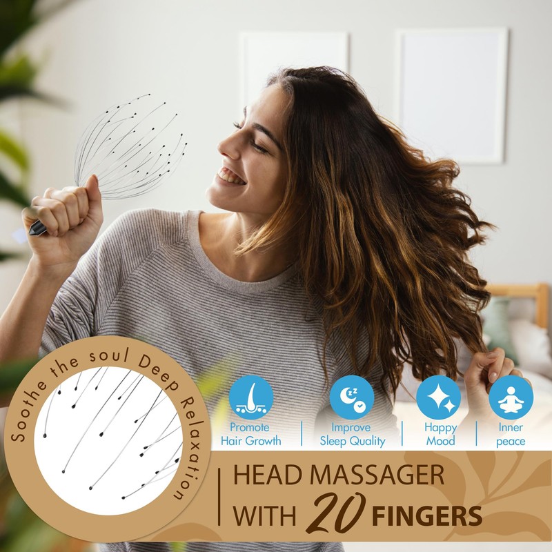 TIPKON Head Massager 20 Fingers Scalp Massager Head Scratcher, Back