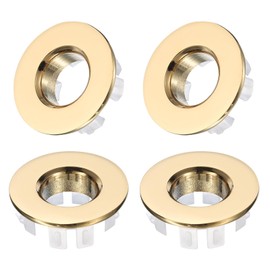 uxcell 4pcs Sink Overflow Rings, Bathroom Kitchen Basin Trim Bath Sink Hole Round Hollow Brass Overflow Drain Cover Insert in Hole (Gold Tone)