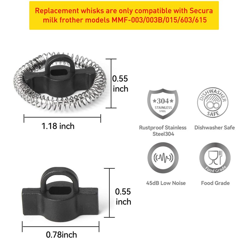 Secura Electric Milk Frother and Warmer Replacement Whisk Set Only