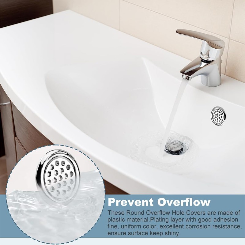 Pack of 6 Sink Overflow Covers, Sink Overflow Rings, Overflow
