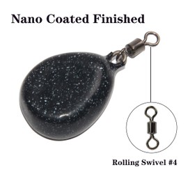 Carp Fishing Weights - 4pcs/8pcs Coated Tapered Flat Pear Sinkers with Swivels for Carp/Coarse Fishing Tackle 3 Colors