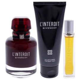 Givenchy LInterdit for Women - 3 Pc Gift Set 2.7oz EDP Rouge Spray, 0.41oz EDP Spray, 2.5oz Body Milk