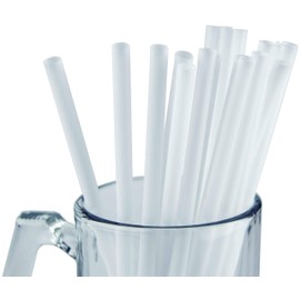 Made in USA Pack of 250 Jumbo White (10" X 0.28") Individually Wrapped Plastic Smoothie Drinking Straws (Non-toxic, BPA-free)