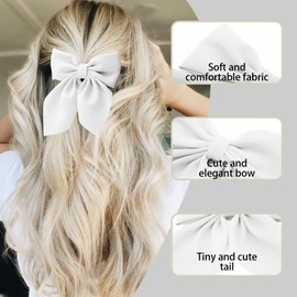 Silky Satin Hair Bows for Women 6Pcs Soft Hair Ribbon Hair Bow Cute Medium Bow Hair Clips Hair Accessories for Girls - Neutral Colors B
