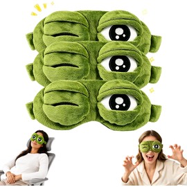 Antifaz para Dormir Gracioso, Antifaz para Dormir Ojos de Rana 3D, Frog Sleep Mask, Cute Plush Blackout Eye Cover, Eye Mask for Sleeping con Correa Ajustable para Adultos (3 Pcs)