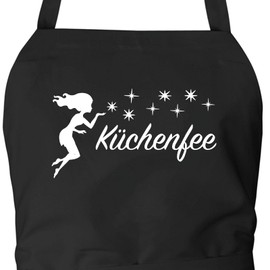 Huuraa Apron Kitchen Fairy Stardust Gift Cotton Kitchen Fairy Gift Idea, black, One size fits all