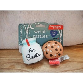 INFANTINO COOKIES & MILK FOR SANTA WRIST OR ANKLES BABY RATTLES NEW