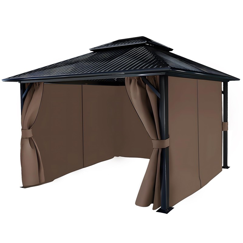 COWVIE 4-Panel 10' x 12' Gazebo Replacement Curtains, Patio Privacy