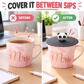 10cm Silicone Cup Cover for Drinks – Heat-Resistant Dustproof Suction Lid with Cute Cartoon Design for Tea & Coffee