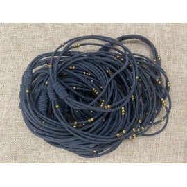 (24pcs-Dark Denim) - UDeBe Fashion Hair Ties Bracelets with Golden Beads, Thin Hair Elastics Tie Korean, 24 PCS Dark Denim.