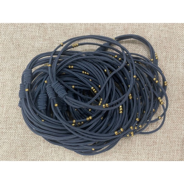 (24pcs-Dark Denim) - UDeBe Fashion Hair Ties Bracelets with Golden