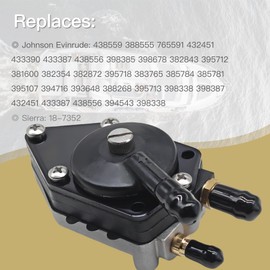 JLM MARINE 438559 Fuel Pump with Gasket for Johnson Evinrude 25 35 50 65 70 75 85 88 90 100 105 115 135 140 HP Outboard Engines 765591 388555 433390 18-7207