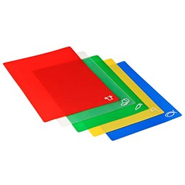 Premier Housewares Flexible Chopping Boards Plastic Polyethylene Colour Coded Cutting Boards Set of 5,Yellow,white,green,red