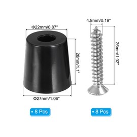 PATIKIL Cutting Board Feet, 8 Pack Round Rubber Feet Bumpers Non Slip Bumper Pads with Stainless Steel Screws for Furniture Chairs Desks Electronics (0.23" Wx1.1 H)