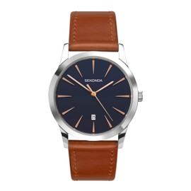 Sekonda Mens Quartz Watch, Analogue Classic Display and Tan PU Strap 1559.27