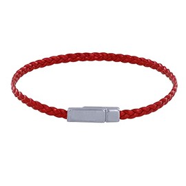 LES POULETTES BIJOUX - Women's Bracelet Flat Mesh Shiny Leather Silver Metal Magnetic Clasp, Metal