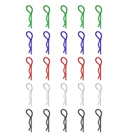 sourcing map 25pcs 30-Degree Angle RC Body Clips Bent Springy R Pins 24.3x1.2x9.4mm for All 1/8 1/10 1/12 Scale Model RC Car Crawler Replacement(Multicolor)