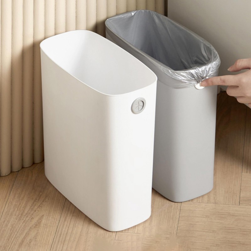 Rectangle Trash Can Ultra Thin Plastic Small Trash Basket Bathroom