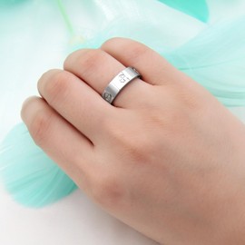 AmorArtSky Love Ring 18k Gold Silver Rings ：Friendship Ring With Screw Design Inlay Cubic Zirconia Stainless Steel Wedding Promise Bands Jewelry Mother's Day Birthday Gifts for Women, Size 6-10, 6 7 8